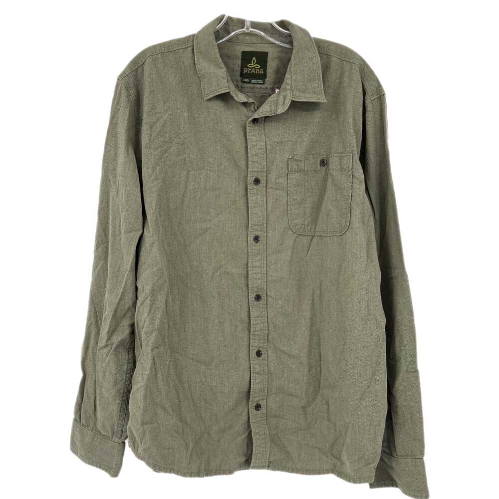 Prana Green Button-Up Shirt Long Sleeve | Mens L